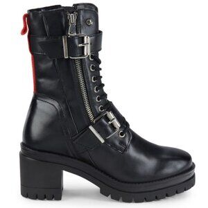 Charles David Clout Faux Leather Black Whimsygoth Combat Boots Women US 8.5M